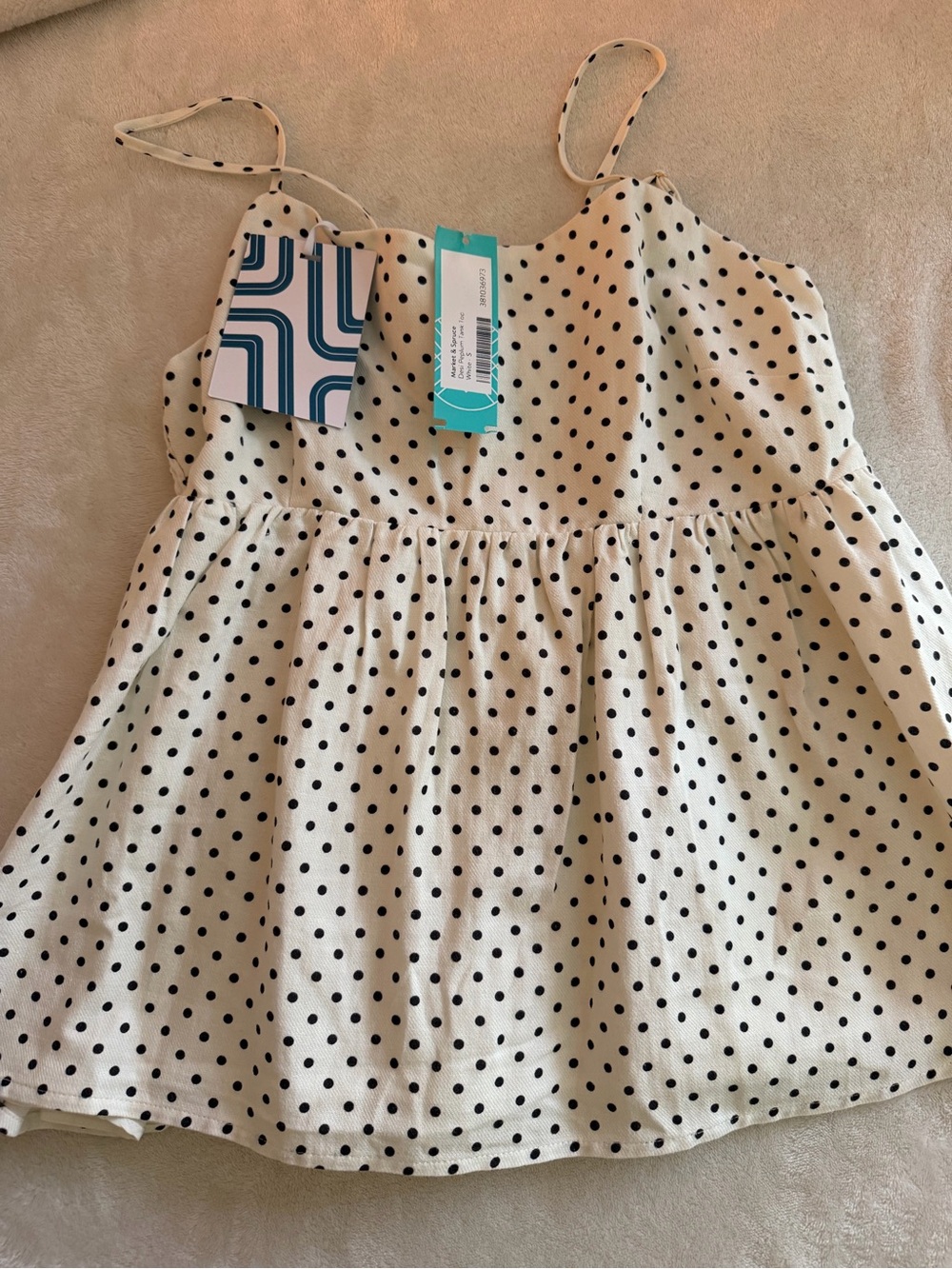 Market & Spruce Cream Spotted Spaghetti-Strap Top